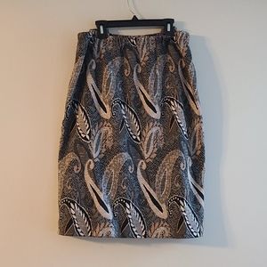 Vintage Paisley Leaf Print Barry Ashley Skirt 24W